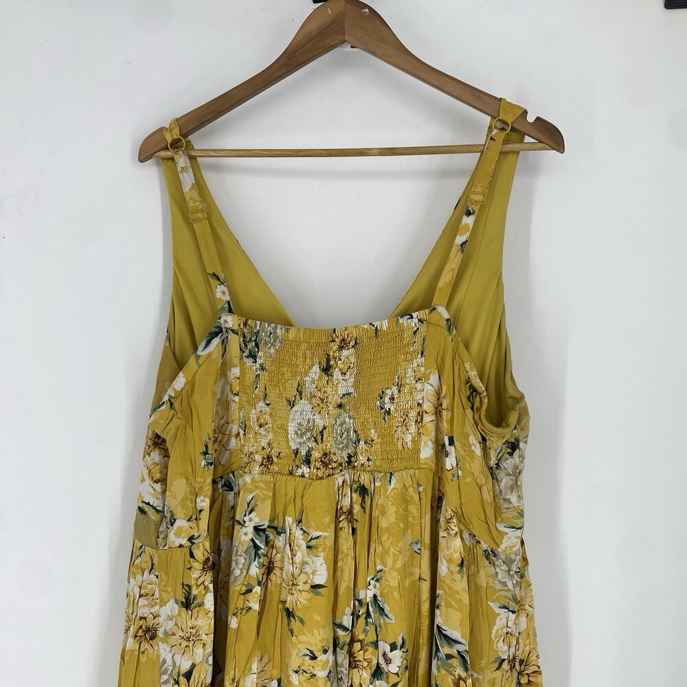 Torrid 4X Goldenrod Floral Midi Dress Boho Plus Size Yellow Maxi Style Summer - Picture 6 of 10